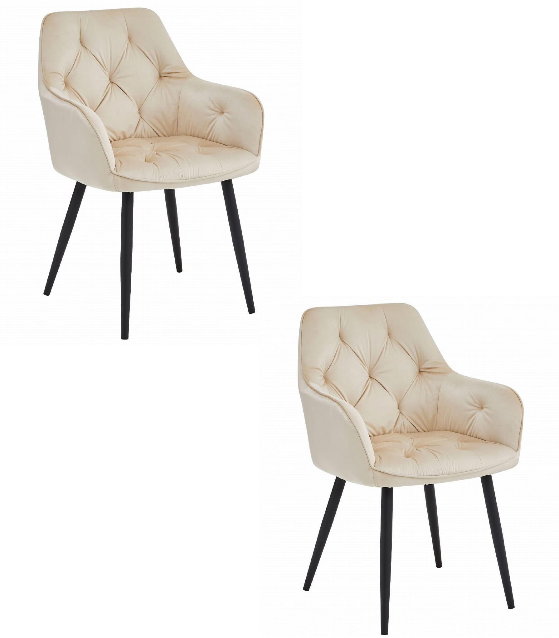 ESSZIMMERSTUHL 2-er Set LUKK beiger Sitz, schwarze Beine - Beige/Schwarz, Textil (56/83.5/62cm) - Valora