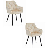 ESSZIMMERSTUHL 2-er Set LUKK beiger Sitz, schwarze Beine - Beige/Schwarz, Textil (56/83.5/62cm) - Valora