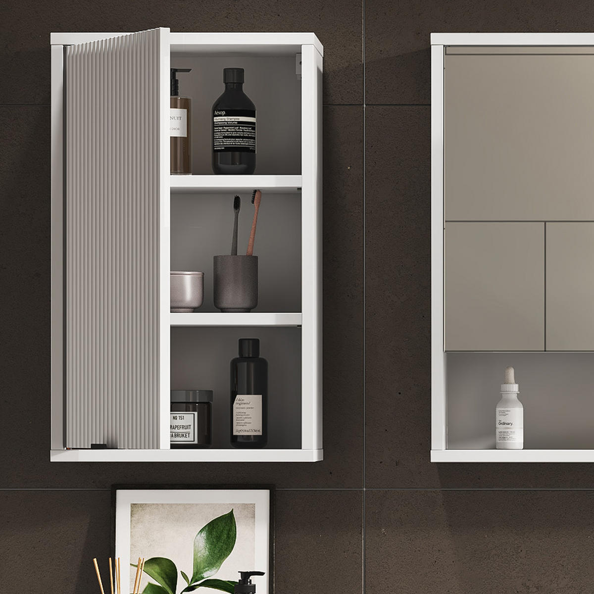 BADEZIMMER Eliza Weiß 40 x 65 cm mit eine Tür - Weiß, Holzwerkstoff (40/65/22.1cm) - Vicco