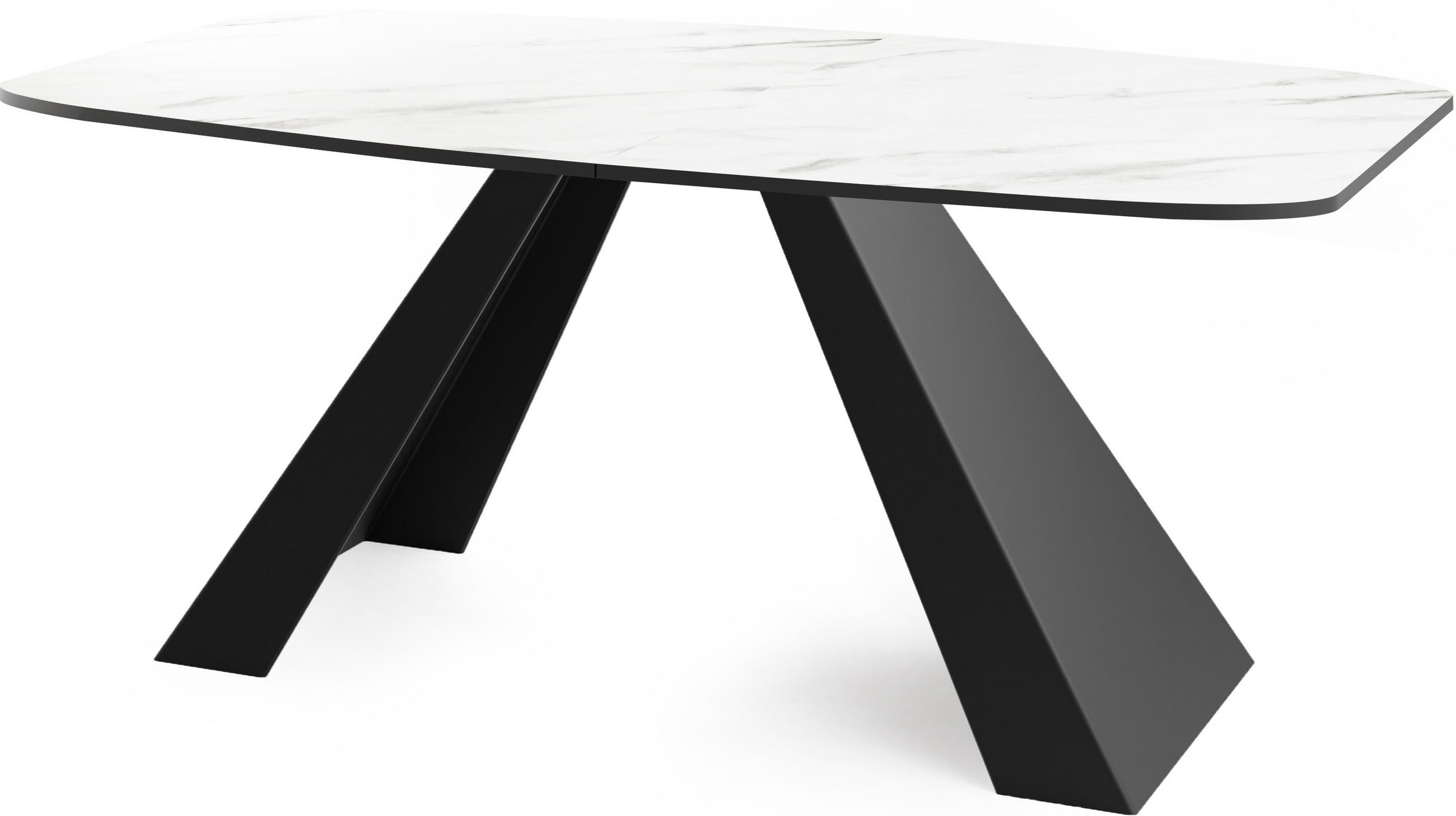 ESSTISCH Monte rechteckig ausziehbar, Marmor Weiß 160-200/80/76 cm - Ecru/Schwarz, Holzwerkstoff/Metall (160/80/76cm) - WFL GROUP