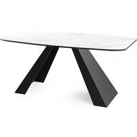 ESSTISCH Monte rechteckig ausziehbar, Marmor Weiß 160-200/80/76 cm - Ecru/Schwarz, Holzwerkstoff/Metall (160/80/76cm) - WFL GROUP