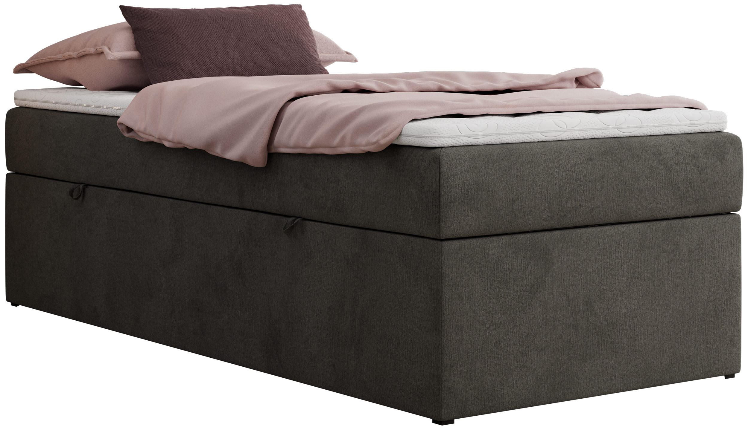 BOXBETT ZERO 90/200 - Dunkelgrau Kunstleder - H4 - Topper Visco - Dunkelgrau, Textil (90/200cm) - MKS