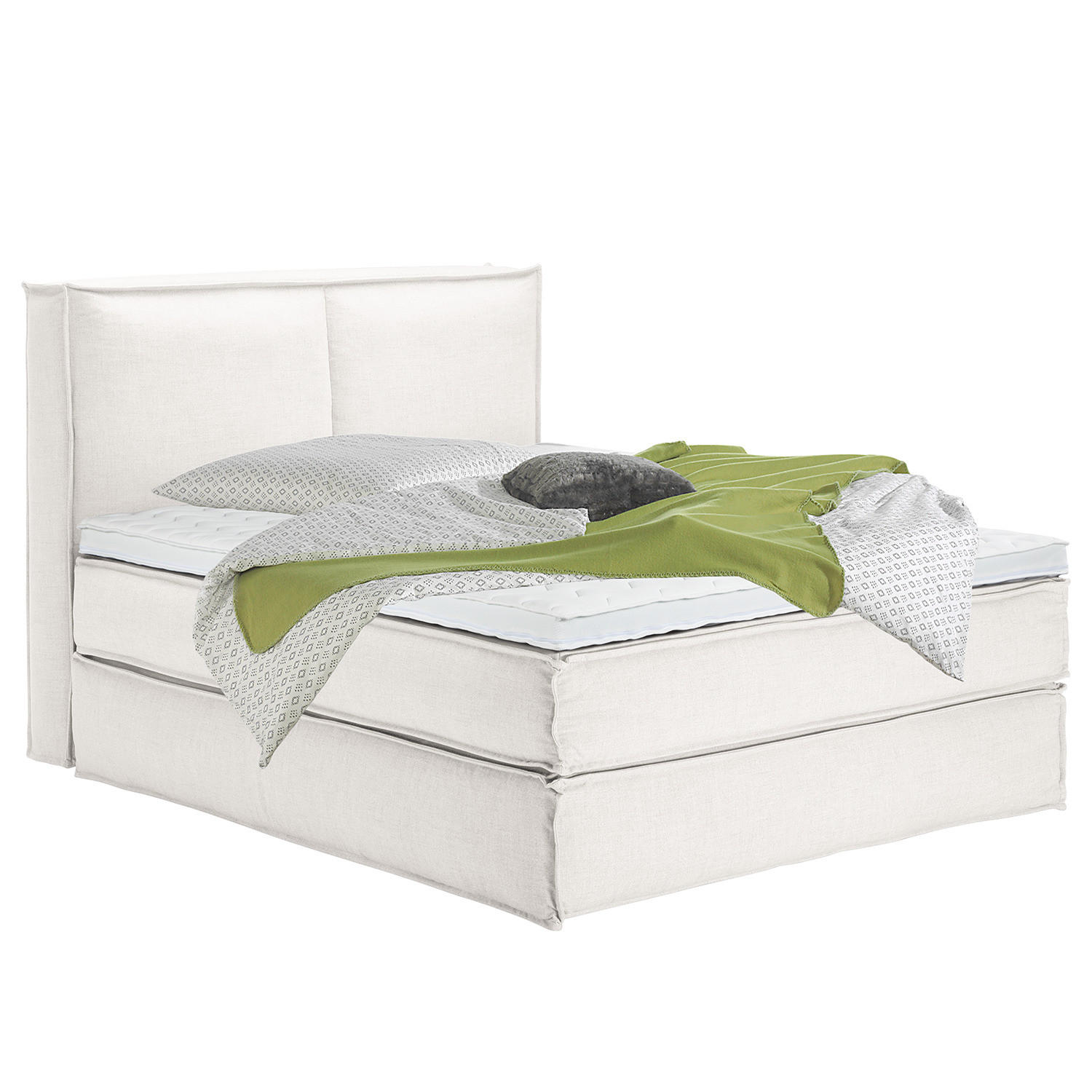 BOXSPRINGBETT mit Kopfteil - Premium - Weiß, Textil (160/200cm) - home24