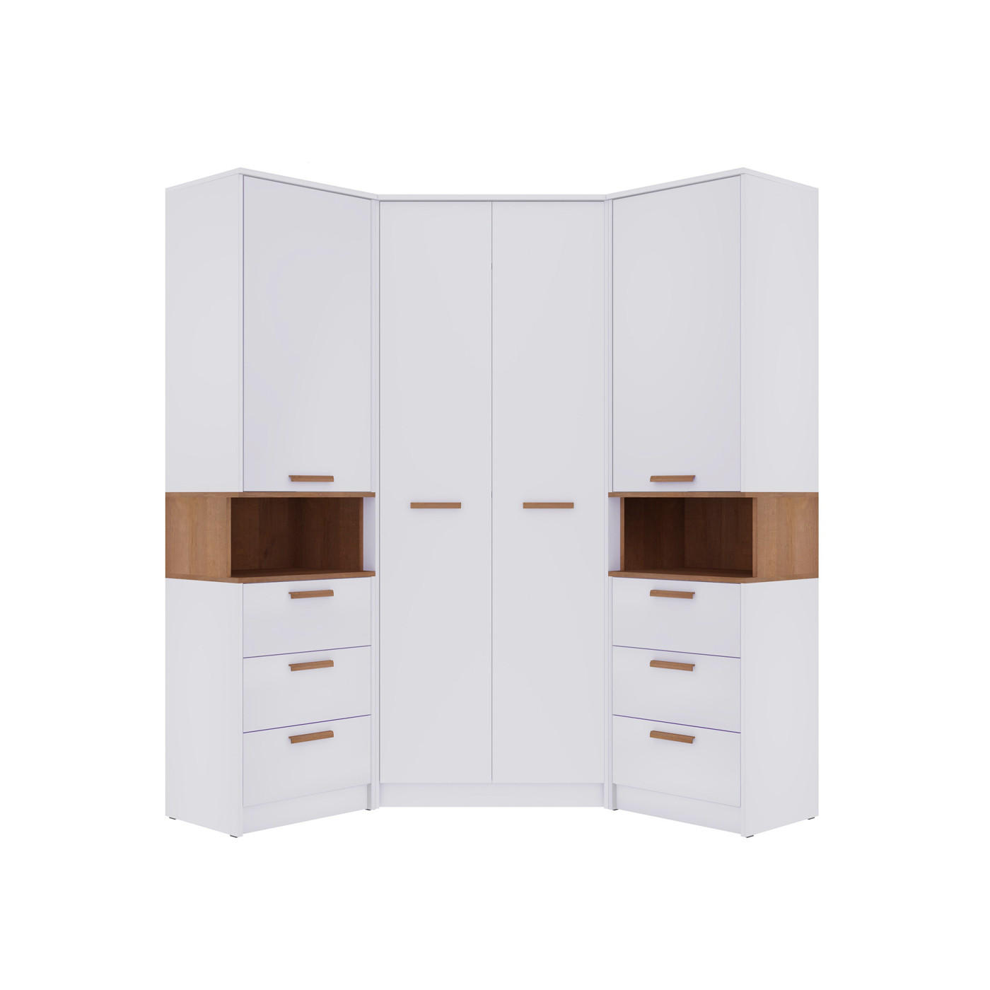 ECKKLEIDERSCHRANK ZWEI REGALE GRANT SET 17/B WEIß 143/195/143 - Weiß, Holzwerkstoff (143/195/143cm) - Marmex Möbel