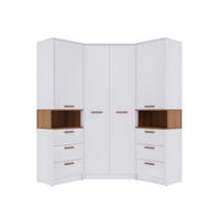 ECKKLEIDERSCHRANK ZWEI REGALE GRANT SET 17/B WEIß 143/195/143 - Weiß, Holzwerkstoff (143/195/143cm) - Marmex Möbel