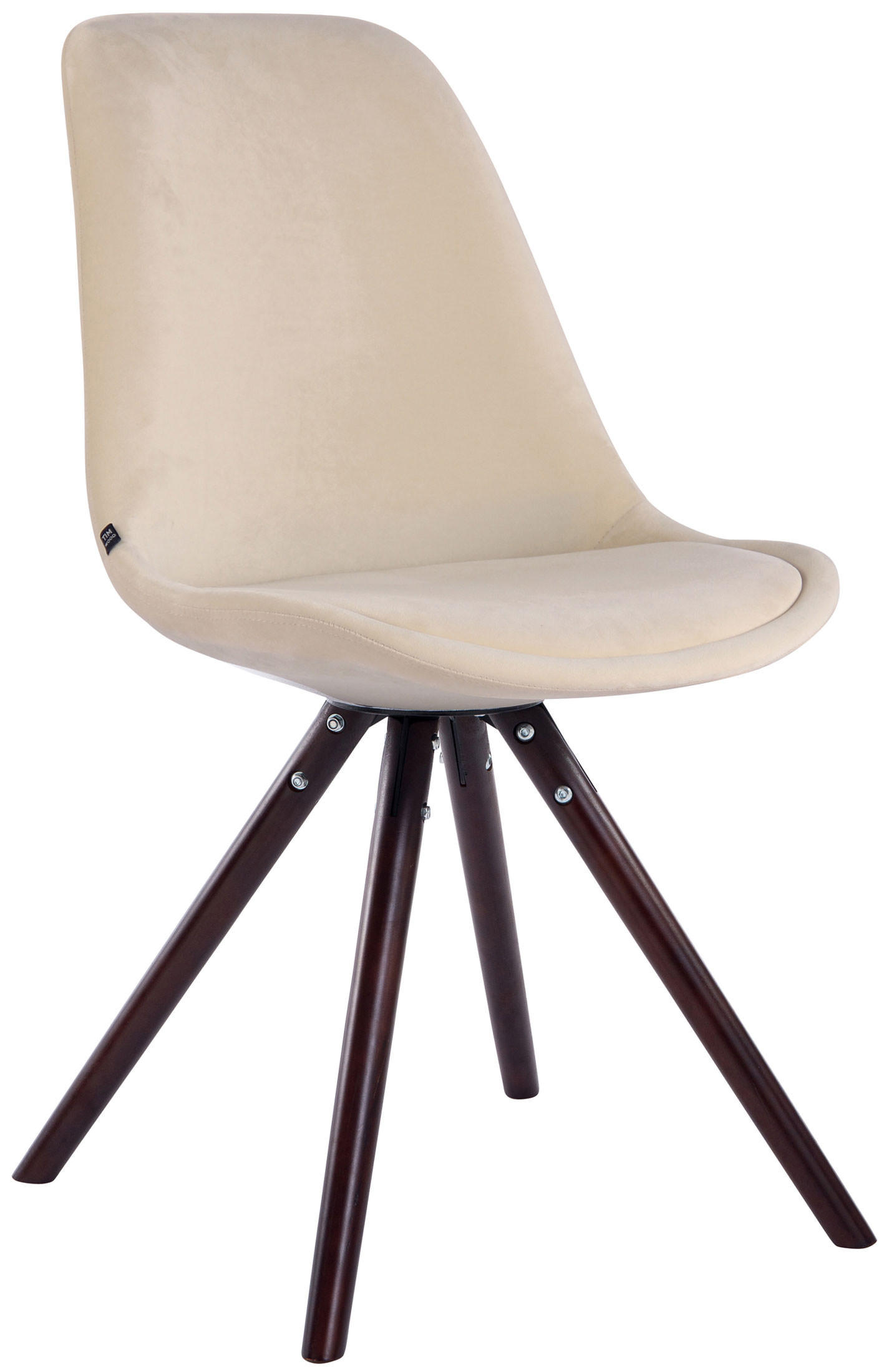 BESUCHERSTUHL Toulon Samt, Gestell Buchenholz Cappuccino rund Creme - Naturfarben/Cappuccino, Holz/Buchenholz (48/83/56cm) - TPFLiving