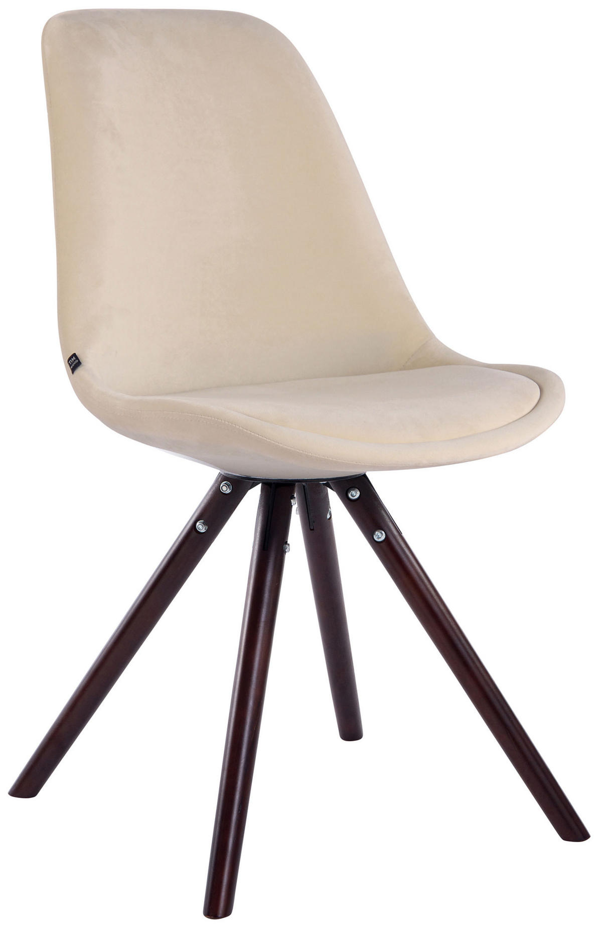 BESUCHERSTUHL Toulon Samt, Gestell Buchenholz Cappuccino rund Creme - Naturfarben/Cappuccino, Holz/Buchenholz (48/83/56cm) - TPFLiving