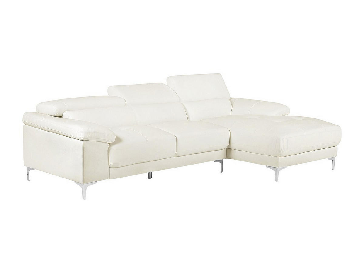 ECKSOFA - Ecke Rechts - Leder - Weiß - SOLANGE - Weiß, Leder (265/167cm) - Vente-Unique