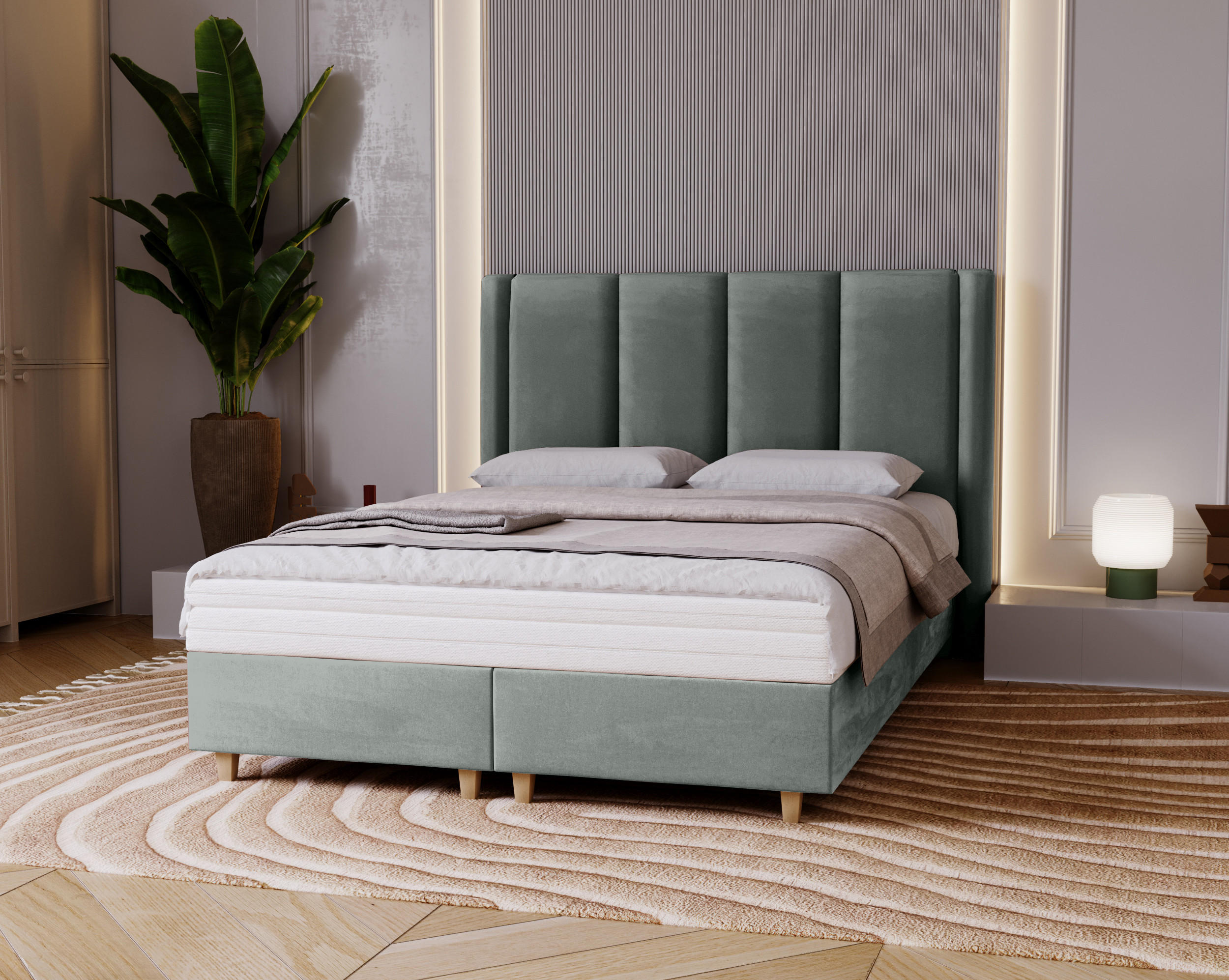 POLSTERBETT Bella, 120x200, Grau, Velourstoff, Doppelbett mit Matratze - Grau, Holz/Kunststoff (120/200cm) - Marpur
