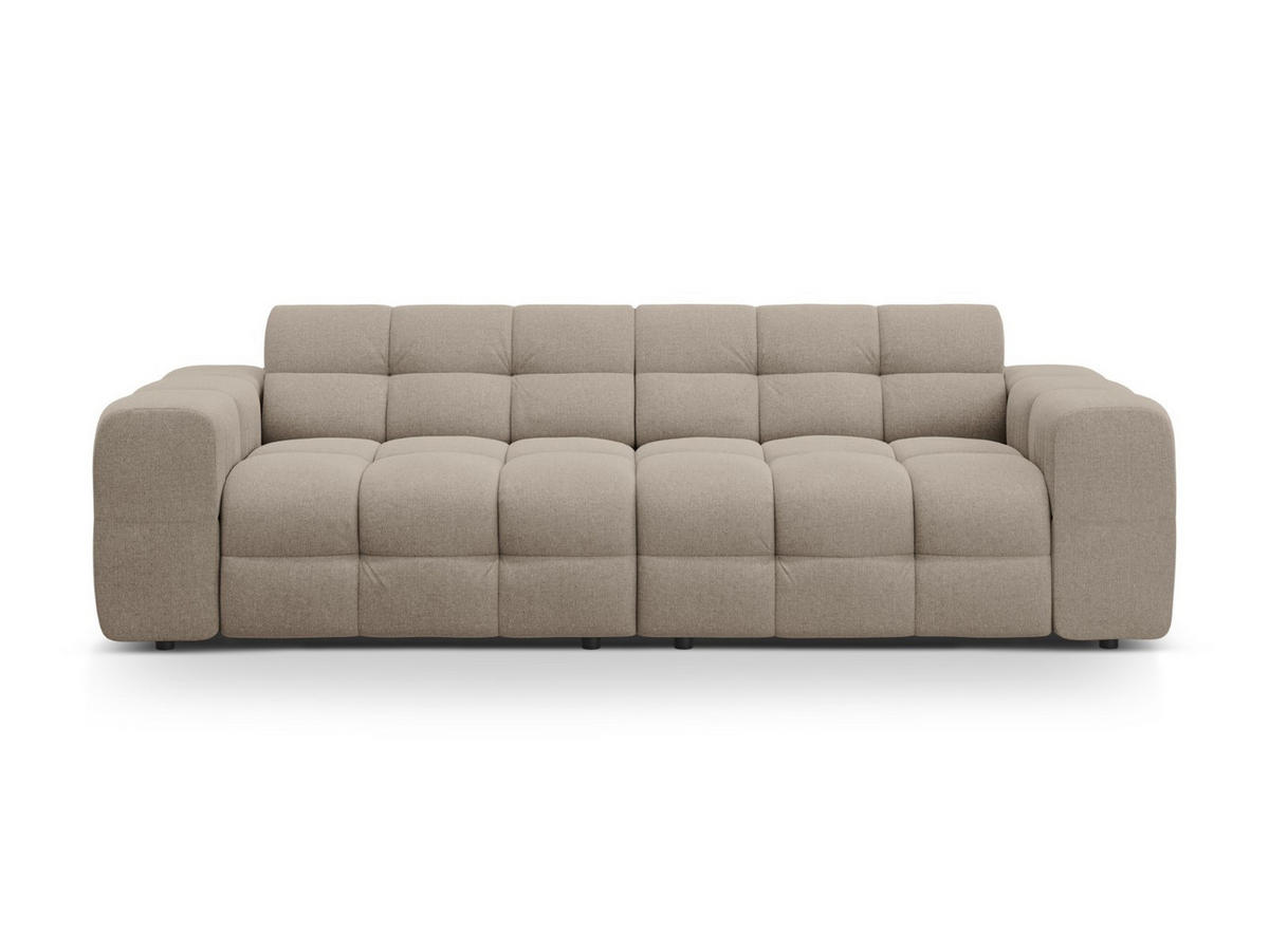 SOFA Kendal aus strukturiertem Stoff dunkelbeige 4 Sitzplätze - Mokka, Textil (255/79/103cm) - Micadoni