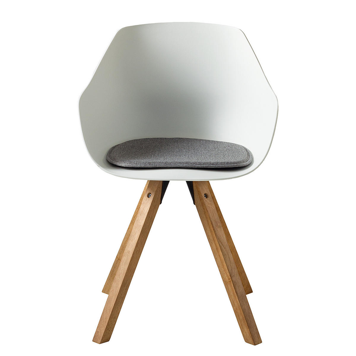 ARMLEHNENSTUHL-SET - Kunststoff / Gummibaum massiv - Weiß, Holz/Kunststoff (57/81/53cm) - home24