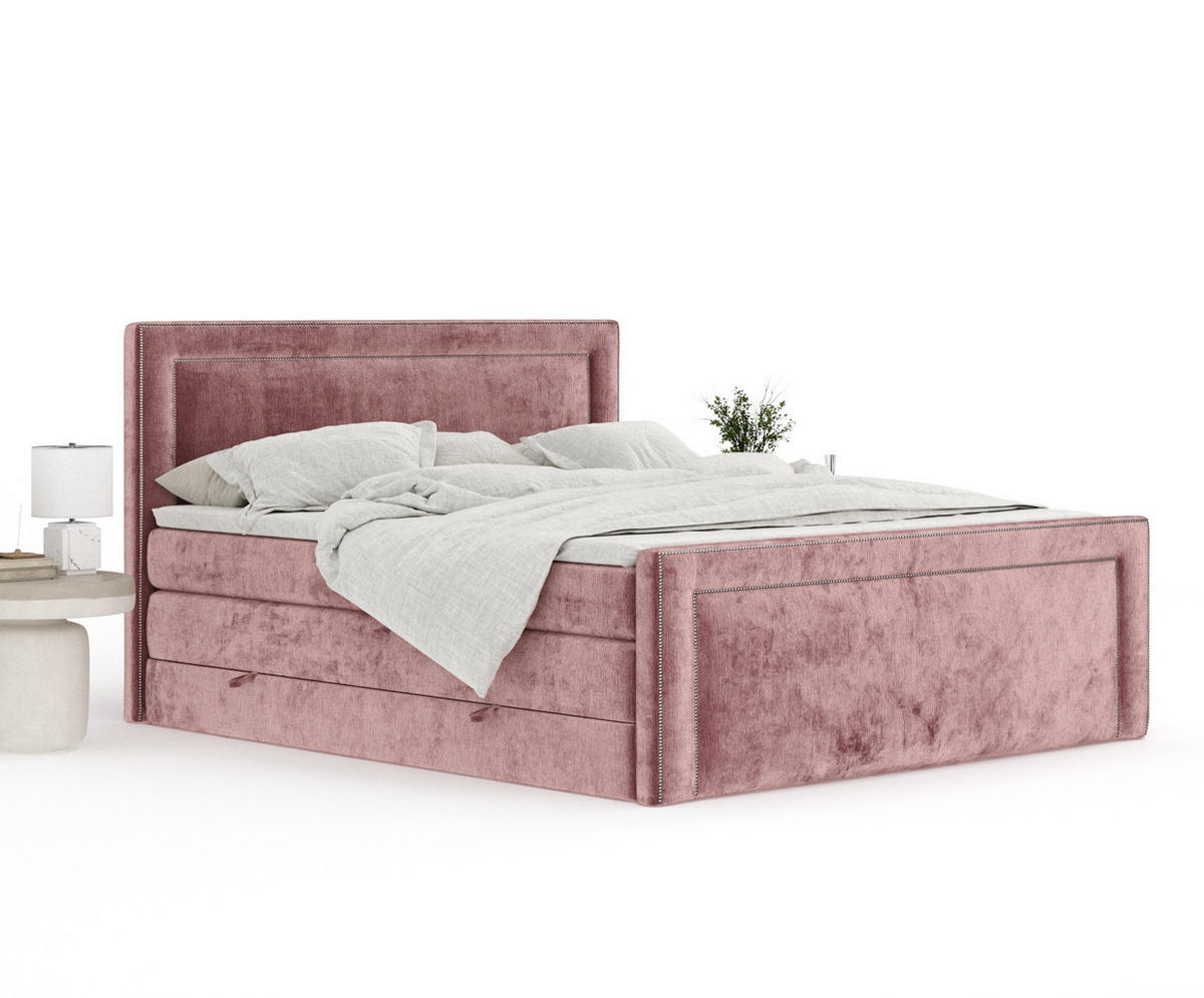 BOXSPRINGBETT Luxora Rosa 160/200 cm - Schwarz/Rosa, Holz/Holzwerkstoff (160/200cm) - Maison de Reve