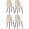 STUHL 4er Set Samt Creme - Creme/Schwarz, Textil/Metall (45/88/54cm) - CLP