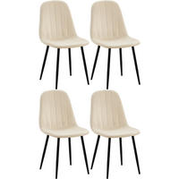 STUHL 4er Set Samt Creme - Creme/Schwarz, Textil/Metall (45/88/54cm) - CLP