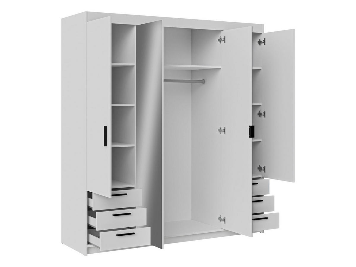 KLEIDERSCHRANK Elena 4D6S - Schwarz/Weiß, Holzwerkstoff/Kunststoff (177/191/53cm) - MIRJAN24