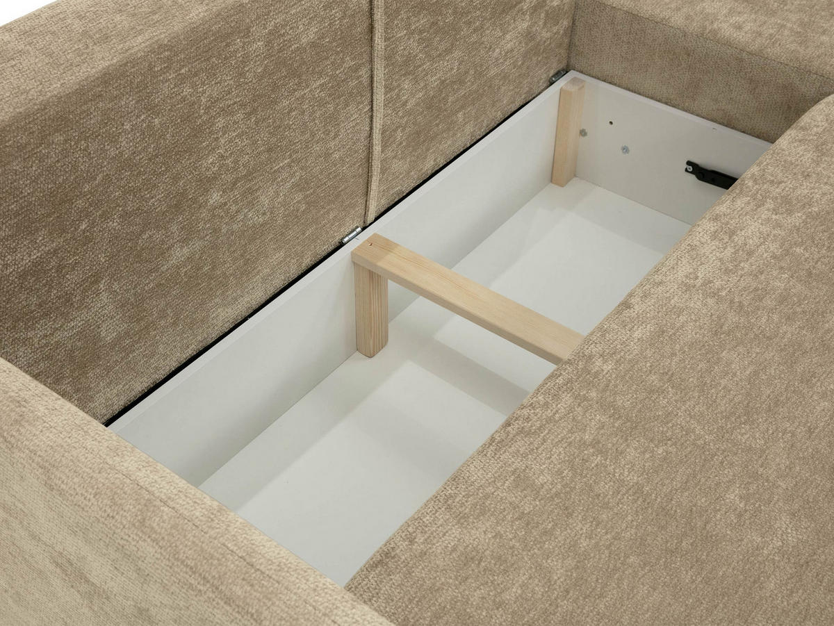 ECKSCHLAFSOFA Nest - Creme/Schwarz, Holz/Kunststoff (233/160cm) - MIRJAN24