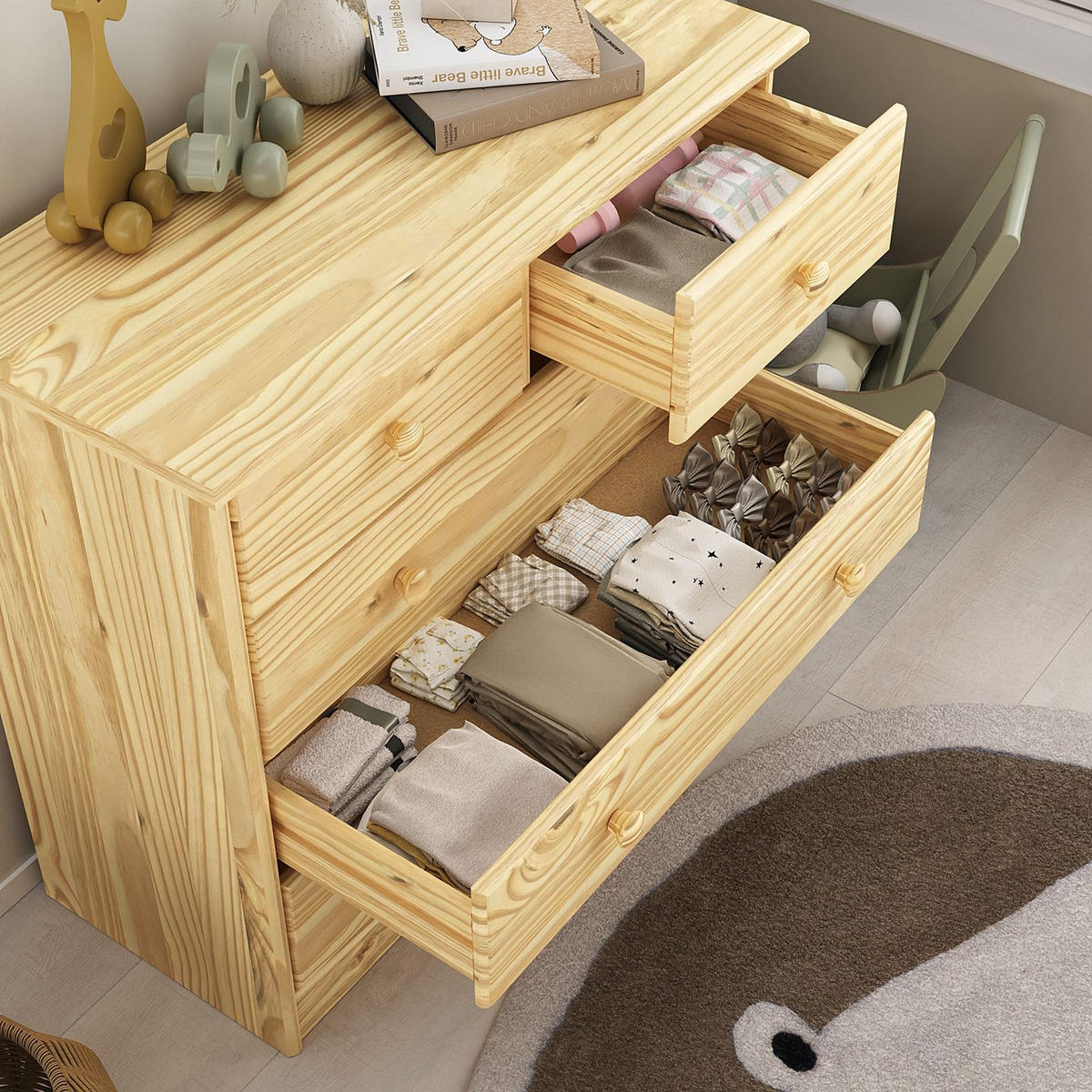 KOMMODE RONDO natur - Naturfarben, Holz (79/74/35cm) - IDIMEX