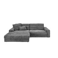 ECKSOFA LANA SOFA Grau Cord - Schwarz/Grau, Textil (296/205cm) - KAWOLA