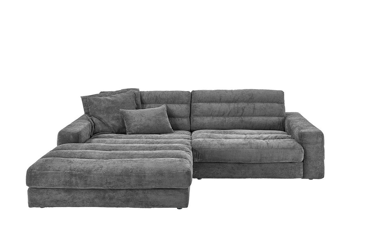 ECKSOFA LANA SOFA Grau Cord - Schwarz/Grau, Textil (296/205cm) - KAWOLA