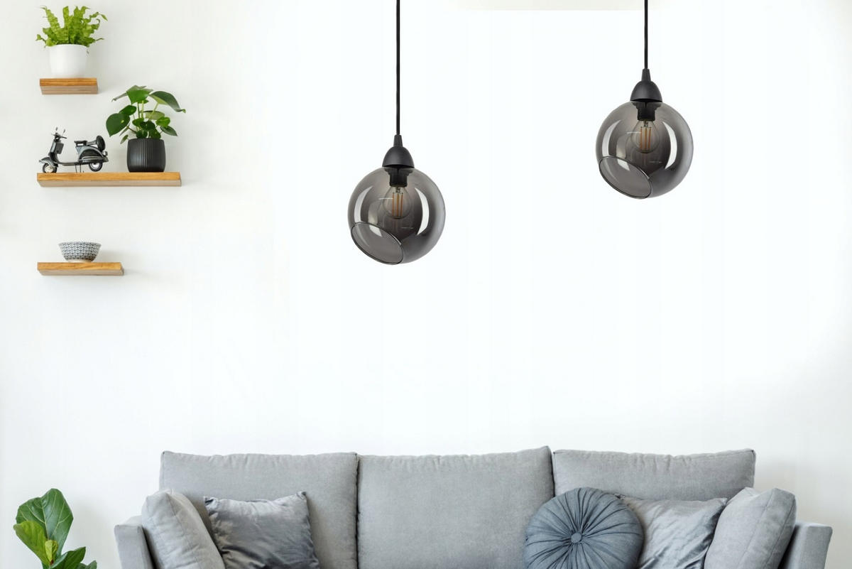PENDELLEUCHTE Kogel - Transparent/Anthrazit, Glas/Metall (15/15/80cm) - kiki design