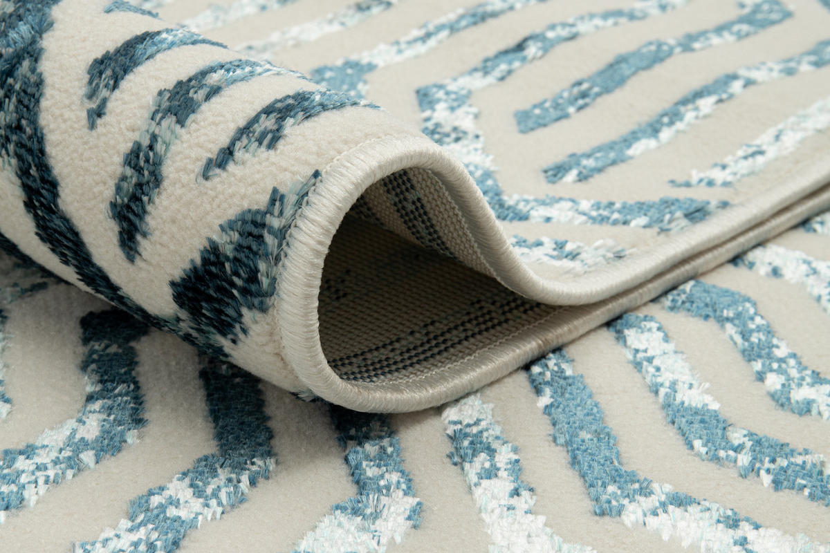 TEPPICH CRYSTAL Creme Blau 200/300 cm - Blau/Creme, Textil (200/300cm) - Tapiso