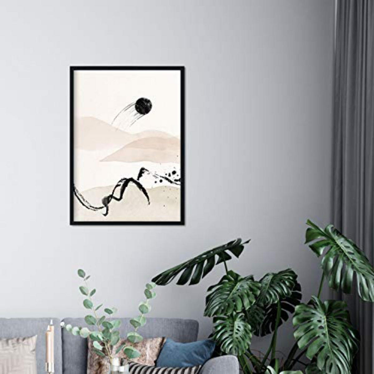 POSTER Set mit 4 Blätter und abstrakten Formen mit braunen Tönen A3 Schwarzer Rahmen - Schwarz, Papier (29.7/3cm) - Nacnic