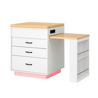 KÜCHENINSEL 125,5-187,5/71/93 cm aus MDF mit ausziehbarer Tischplatte und LED-Beleuchtung Weiß - Weiß, Holzwerkstoff (125.5/93/71cm) - Modenvie