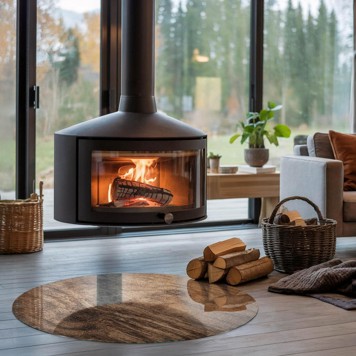 GLASPLATTE für Kamin Ø 100 cm - Braun, Glas (100/100/0.4cm) - TULUP