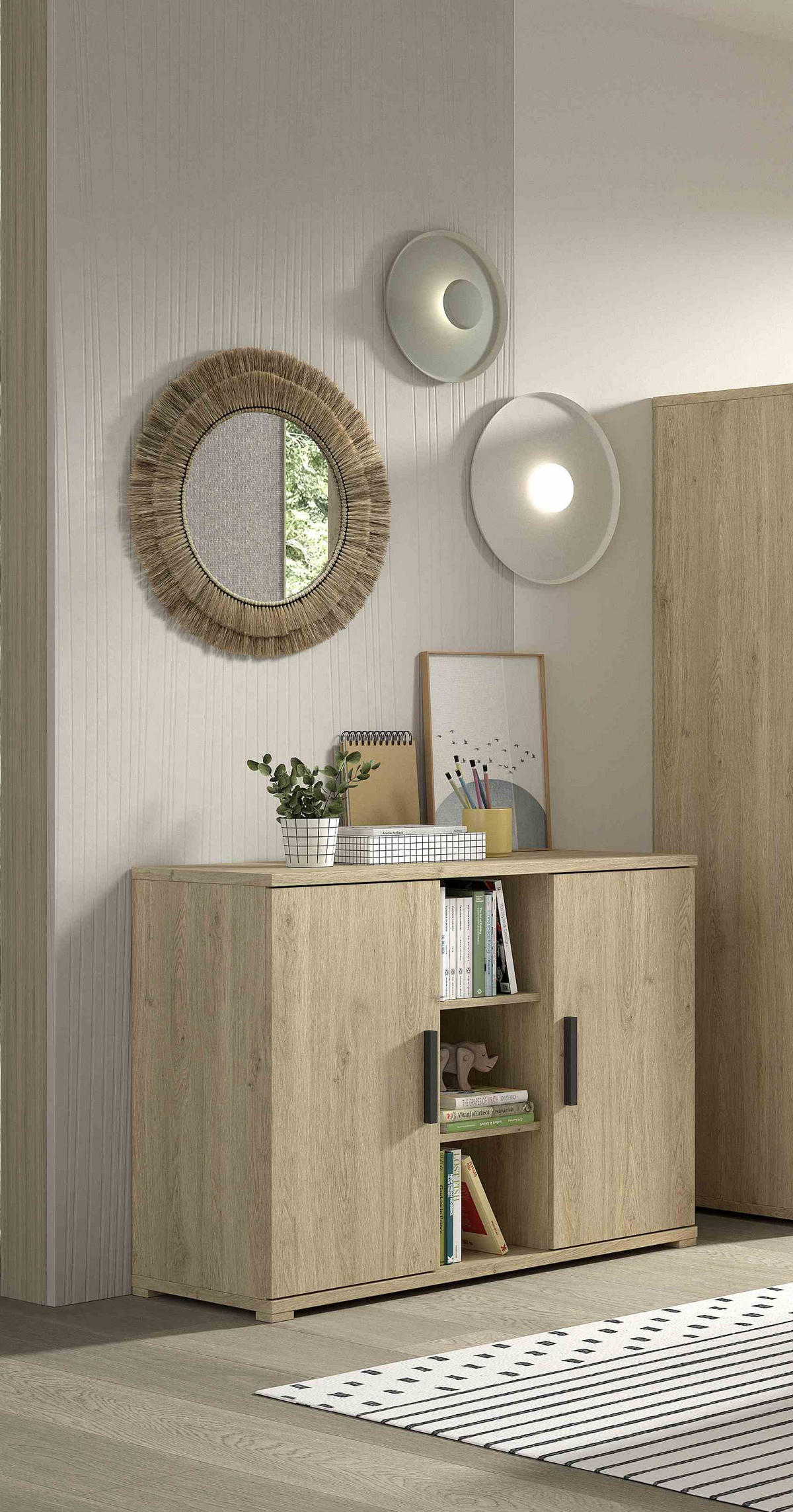 KOMMODE Keelia Eiche Melamin Türen Regal Stauraum - Eichefarben, Kunststoff (116/89/48cm) - 58aufmkessel