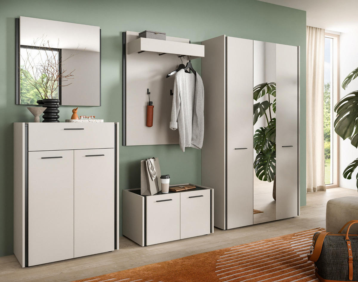 GARDEROBEN-SET 5-teilig Kaschmir 287 x 190 cm, Garderobenschränke mit Soft-Close - Kaschmir/Schwarz, Holzwerkstoff/Kunststoff (287/190/40cm) - Inn.Furn