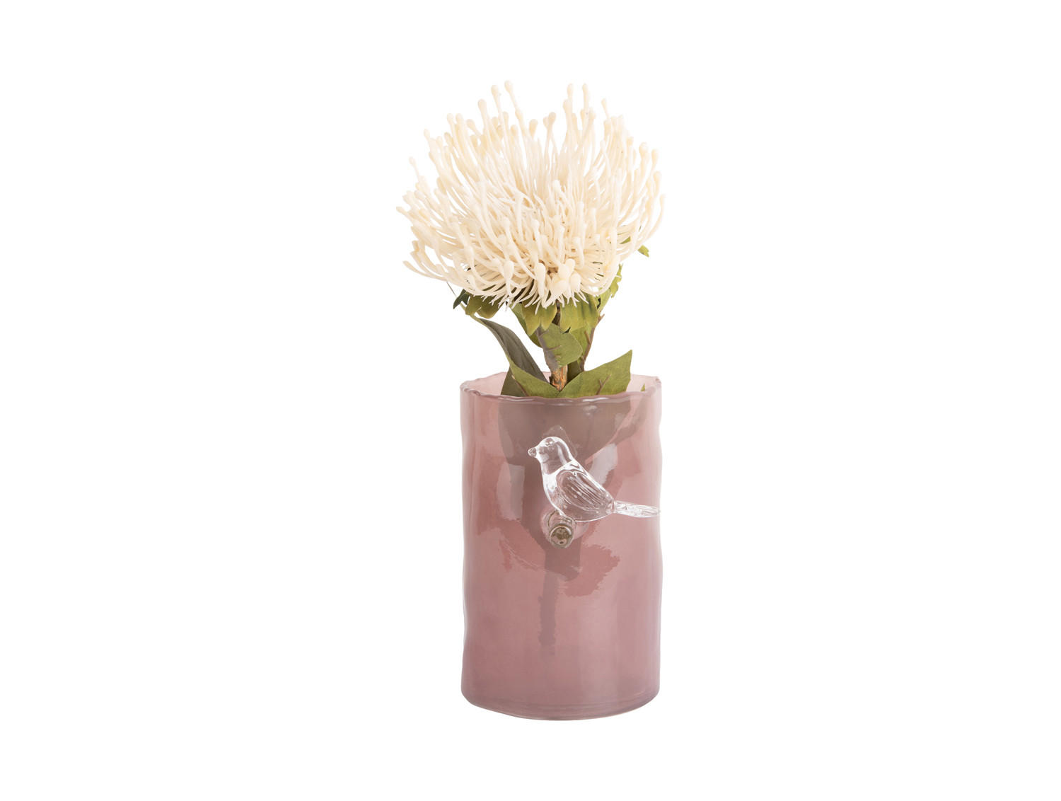 VASE Bird On Branch 9/9/15 cm - Pink, Glas (9.5/15cm) - Present Time