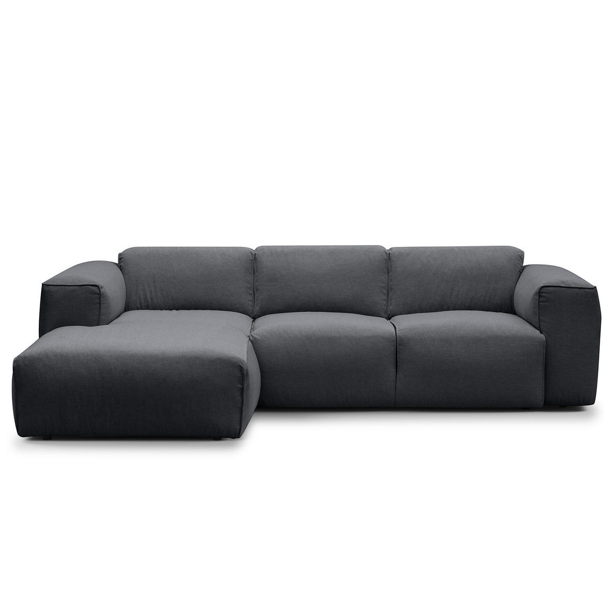 3-SITZER ECKSOFA mit Longchair - Schwarz/Grau, Textil (251/173cm) - home24
