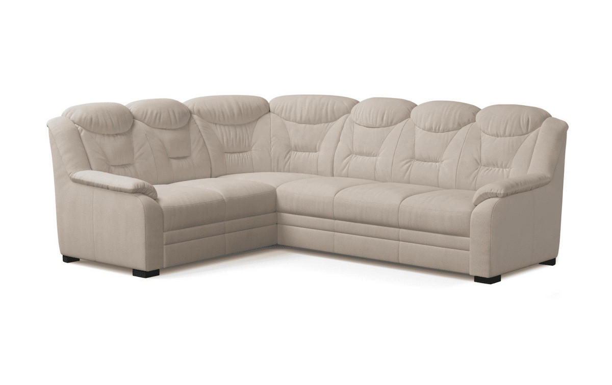 ECKSOFA mit Schlaffunktion und Bettkasten – weiches Chenille-Gewebe - Sandfarben/Beige, Holz/Kunststoff (263/211cm) - Cotta