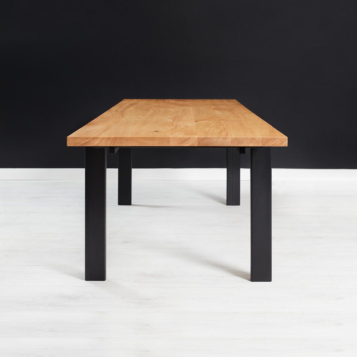 TISCH Ausziehbar Ramme aus massivem Eichenholz 180x80 cm + Tischverlängerungen 2x50 cm - Eichefarben/Schwarz, Holz/Metall (180/80/75cm) - Danzz