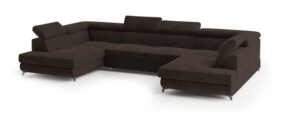 ROHOVÁ SEDAČKA VINTESSA hnědá - černá/hnědá, kov/dřevo (323/190cm) - MASSENO