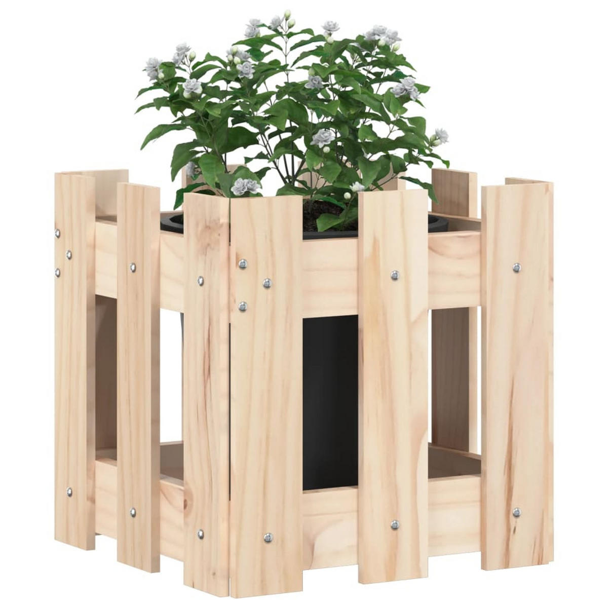 PFLANZKÜBEL Lattenzaun-Design 30x30x30 cm Massivholz Kiefer - Naturfarben, Holz (30/30/30cm)