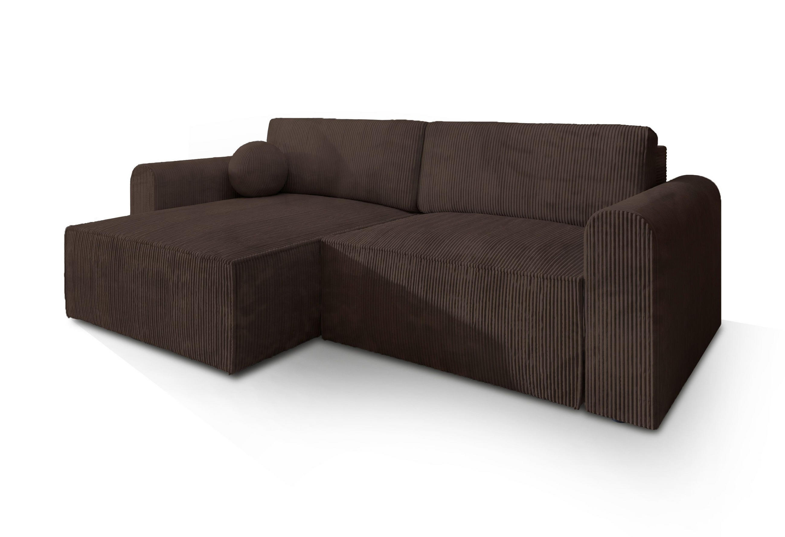 ROHOVÁ SEDAČKA FIANO hnědá - šedá/hnědá, dřevo/textil (245/148cm) - MASSENO