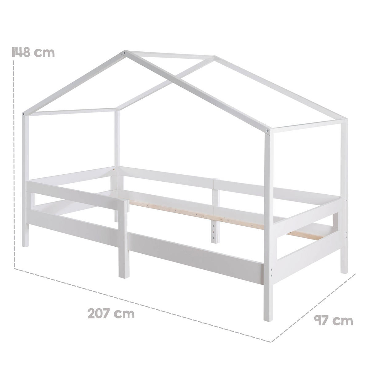 HAUSBETT 90 x 200 cm hoch weiß - Weiß, Holzwerkstoff (90/200cm) - Roba