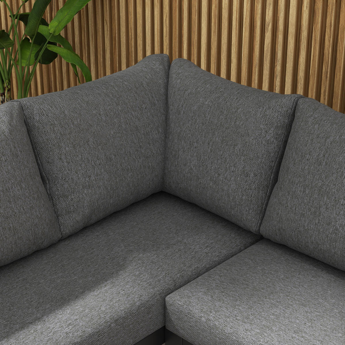 GARTENMÖBEL-SET, mit Ecksofa, Couchtisch, mit Sitzkissen, Aluminium, Kunststoff, Grau - Dunkelgrau, Kunststoff/Metall - Outsunny