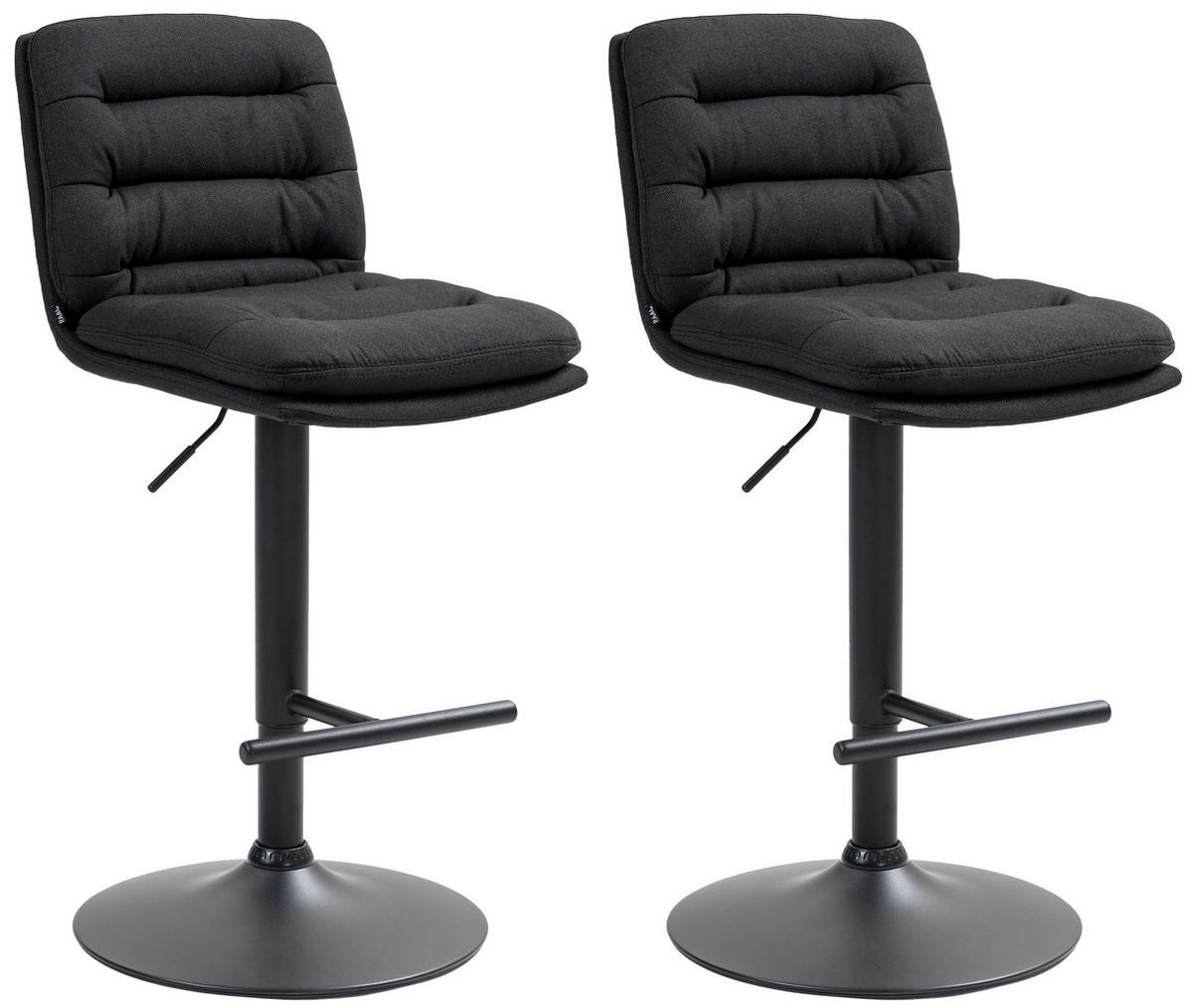 BARHOCKER 2er Set Stoff schwarz - Schwarz, Textil/Metall (42/94/56cm) - CLP