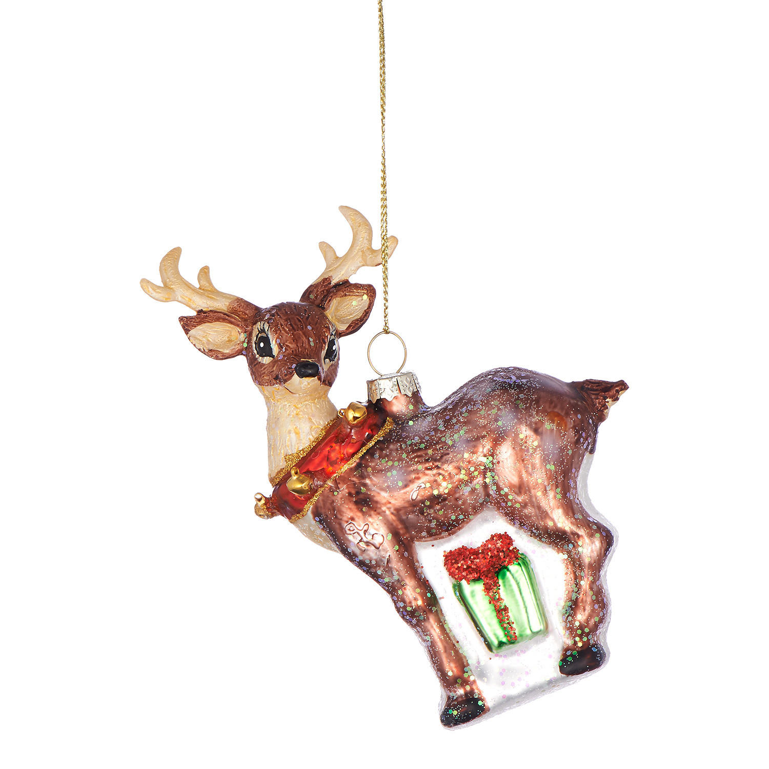 BAUMANHÄNGER Hang On Reh Mit Glöckchen - Braun, Glas (10/14/5cm) - Butlers