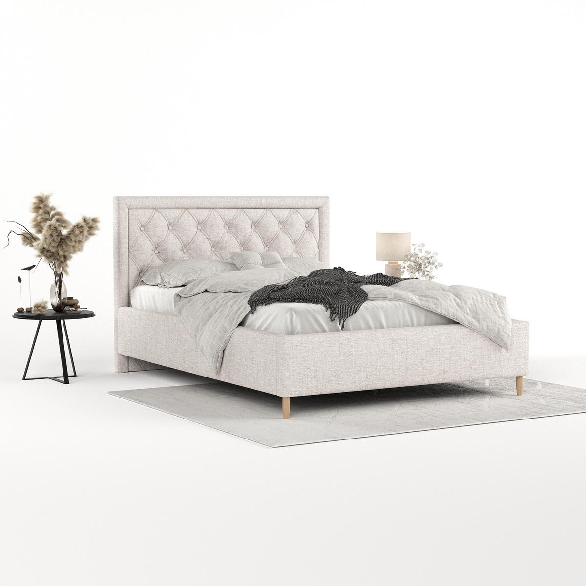 POLSTERBETT Lido 120/200 cm Hellbeige im Neve Stoff - Sandfarben/Naturfarben, Holz/Holzwerkstoff (120/200cm) - AltaBeds