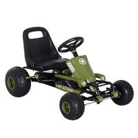 KINDER GO KART TRETAUTO, L105 x B54 x H61cm/L99 x B65 x H56cm, Grün - Grün, Metall (99/65/56cm) - HOMCOM