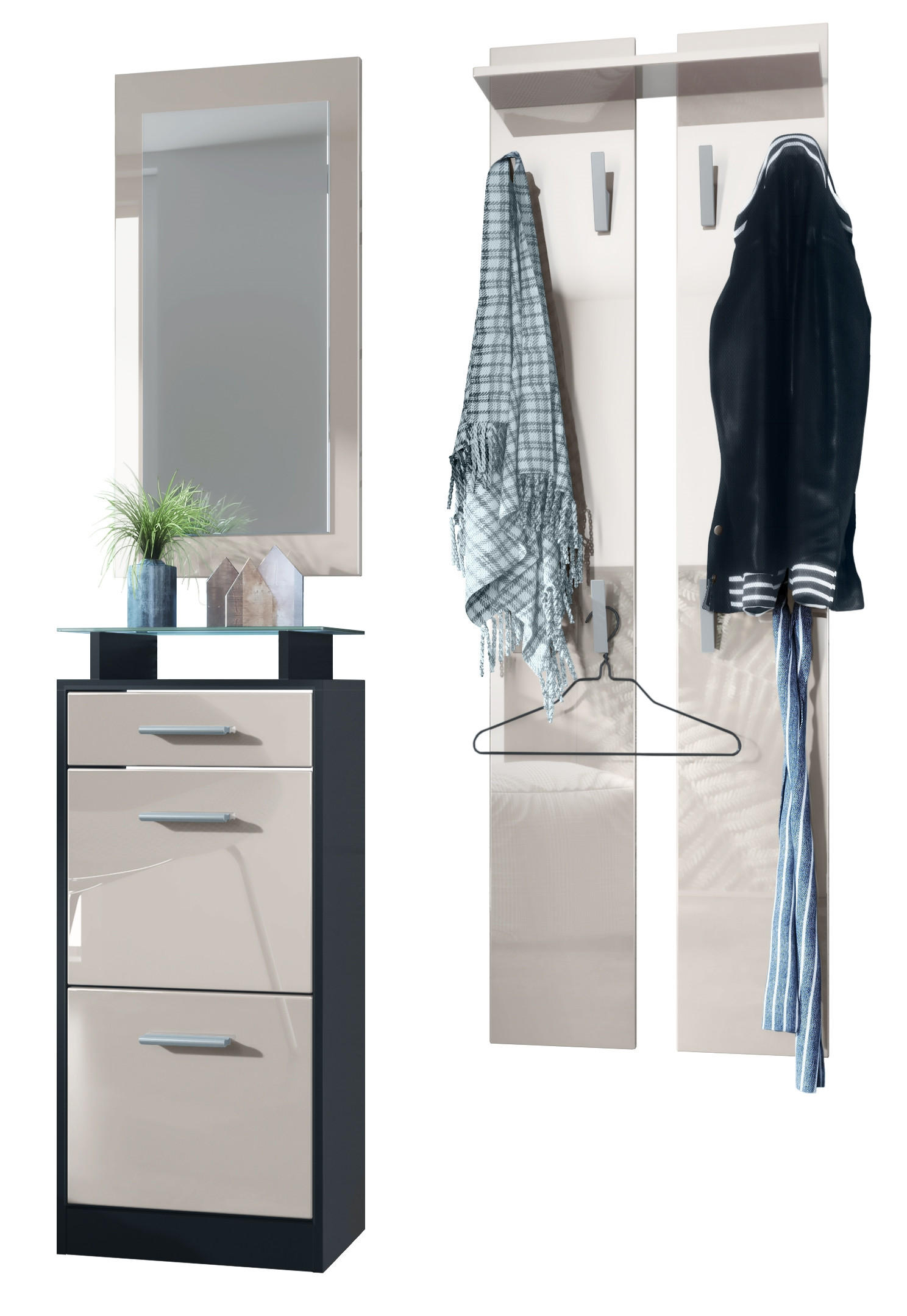 GARDEROBE Loret Front in Sandgrau Hochglanz - Sandfarben, Holzwerkstoff (140/200/23cm) - Vladon