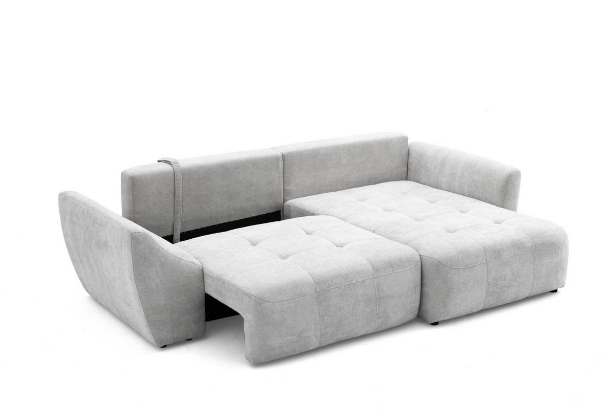 ECKSOFA NICE L Rechts mit Schlaffunktion 137x204 Chenille Hellgrau - Hellgrau/Schwarz, Holz/Textil (165/260cm) - Muffo