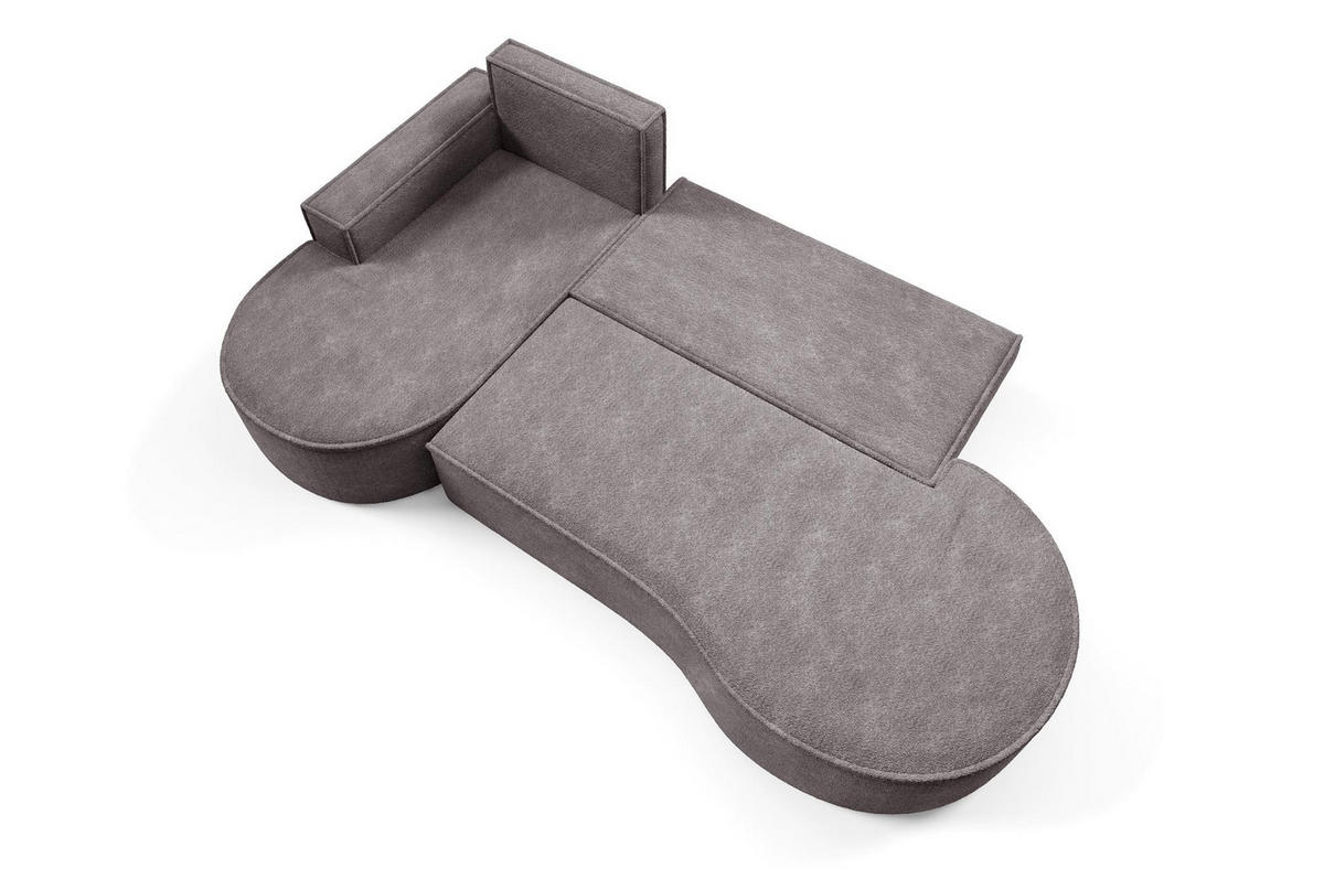 ECKSOFA Flow Grau, mit Schlaffunktion und Kissen in Abriamo Stoff, linke seite - Grau, Holzwerkstoff/Textil (277/157cm) - Bettso