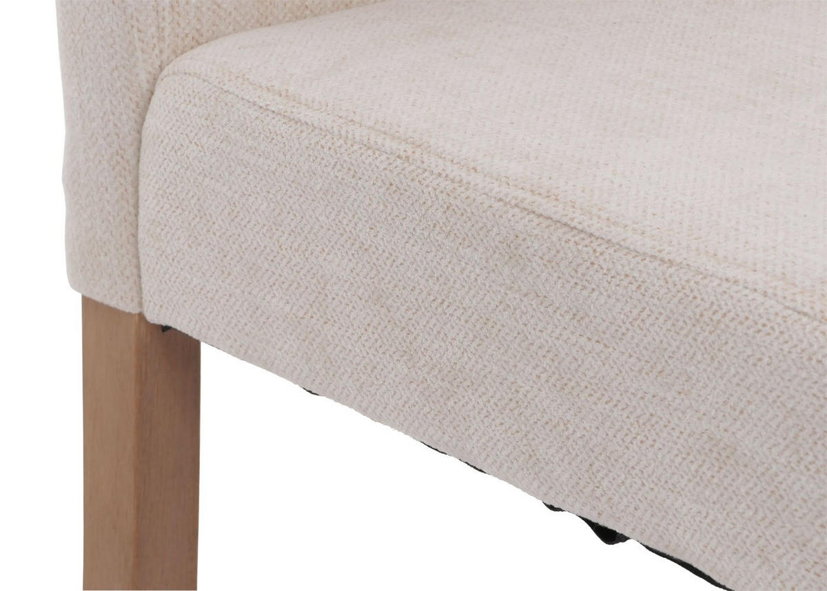 ESSZIMMERSTUHL 2er-Set klassisch und zeitlos 90x42x50cm Sitzhöhe 47cm Stoff/Textil Chenille Holz naturfarbene Beine Creme - Beige, Textil (42/90/50cm) - CHEFGASTRO