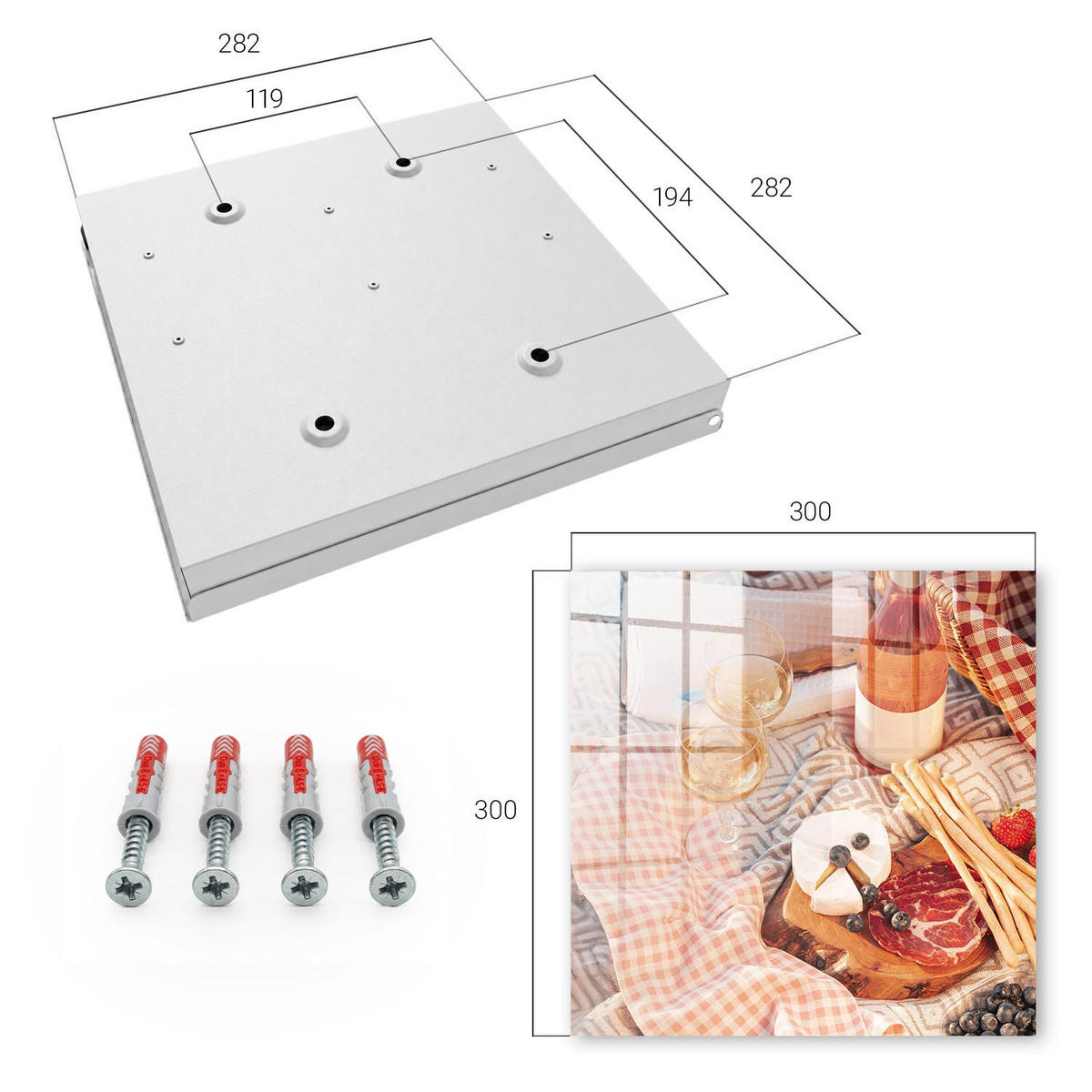 SCHLÜSSELBOX Weiß 30x30 cm – Türöffnung nach rechts - Picknickdecke - Beige, Metall (30/30/5cm) - TULUP