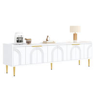 TV-SCHRANK in Weiß mit 3D-Türen und goldfarbenen Griffen 170/35/47.5 cm - Weiß, Holzwerkstoff (170/47.5/35cm) - Redom