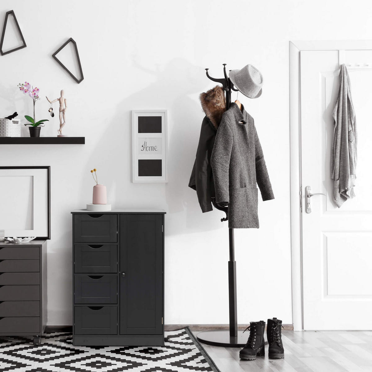 KOMMODE Schwarz 30/56/82 cm - Schwarz, Holzwerkstoff (30/82/56cm) - Mobili Rebecca